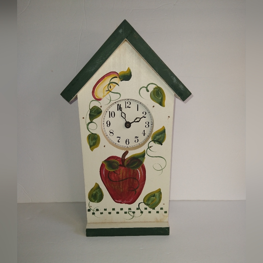 Wooden Clock Handmade KitchenTable Top Wall Shelf Country Farmhouse